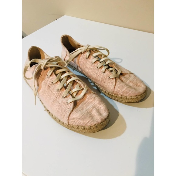 Toms Shoes - Toms pink linen woven sneaker espadrille style
